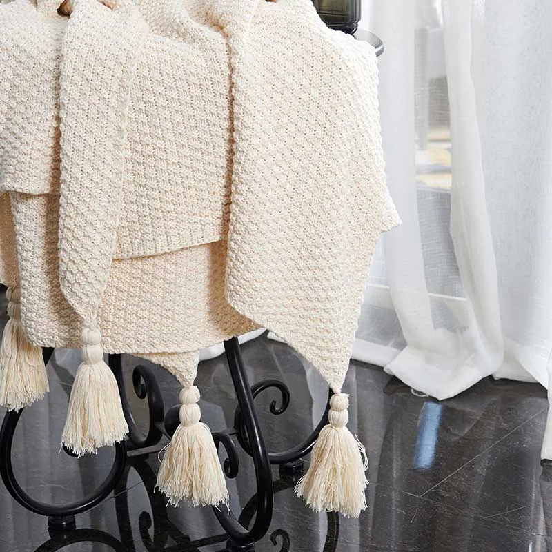 High Handmade quality cotton knit blanket, office&car rest blanket.Travel boarding blanket Christmas decoration blanket