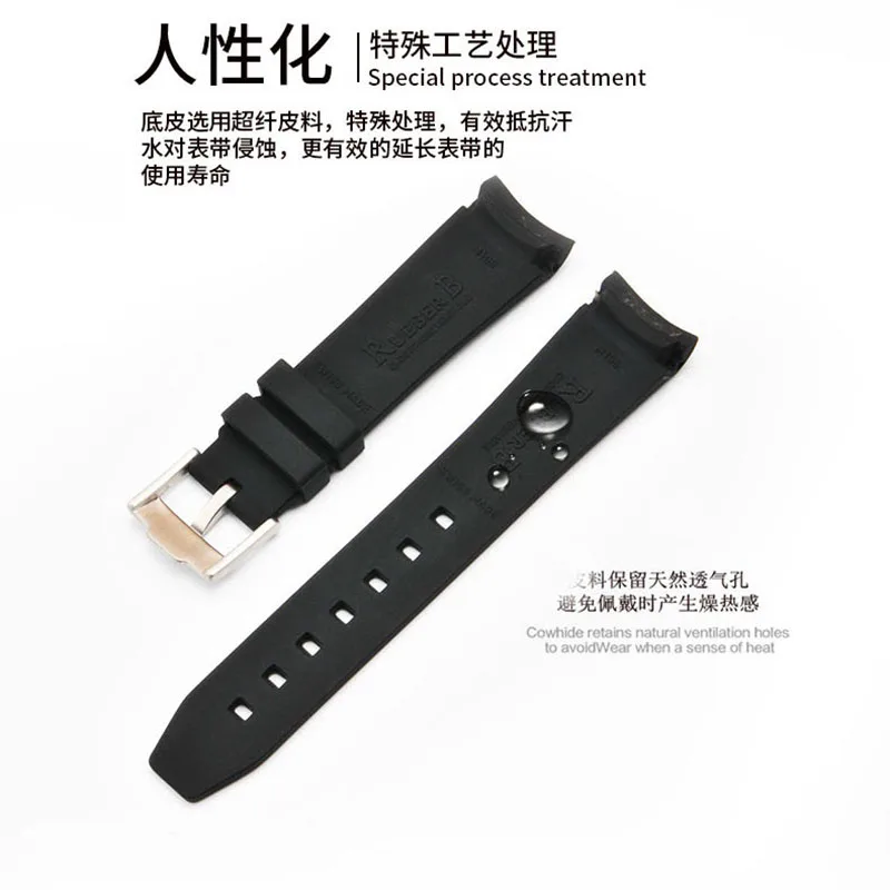 Silicone strap replacement rolex yacht ditona black and green water ghost king explorer GMT strap accessories 20mm