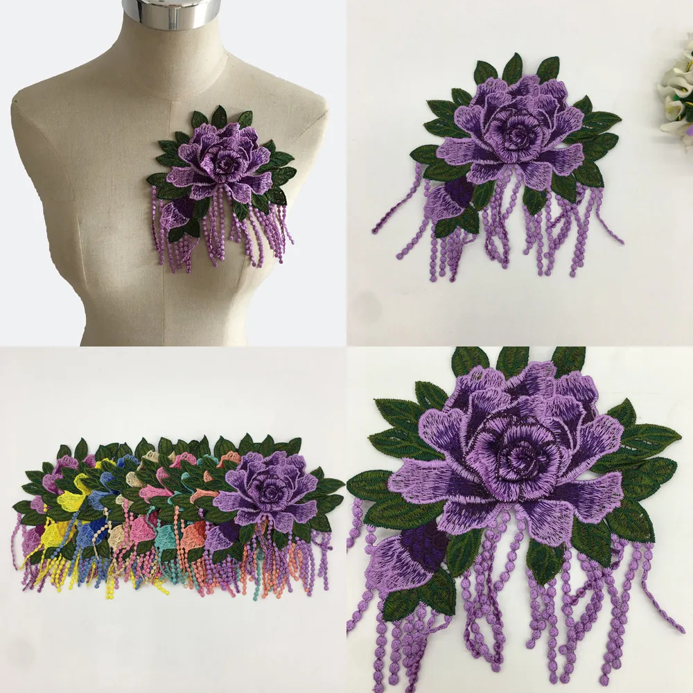Embroidery Polyester Lace fabric Sewing 3D flower Collar DIY Trim Applique on clothes Needlework Accessories Scrapbooking | Дом и сад