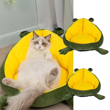 

2020 Pet House Indoor Frog Cat Bed Warm Small Dogs Beds Portable Kitten Mat Soft Cute Sleeping Loungers Window Bag Products
