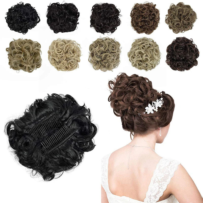 

1pcs Short Messy Curly Dish Hair Extensions Clip In on Bun Hair Extensions Stretch Scrunchie Tray Ponytail Hairpiece Hairpieces