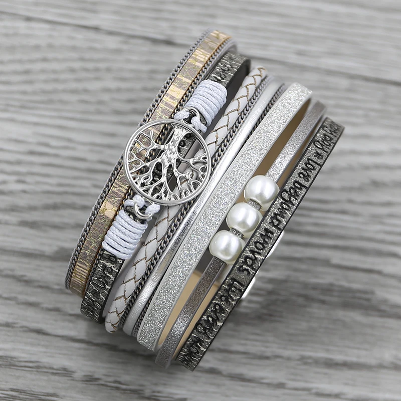 Браслет STRATHSPEY Древо жизни многослойные кожаные браслеты для женщин винтажные