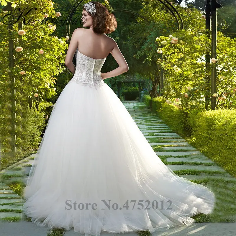 Свадебное платье на заказ с кружевной аппликацией, бисером и складками, роскошное свадебное платье без бретелек с часовым шлейфом, Свадебное бальное платье