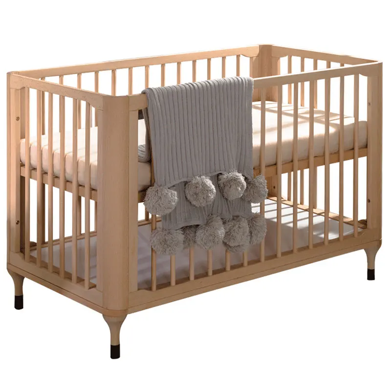 

9179 Solid Wood Crib Joint Bed Newborns Multi-functional Movable Building Blocks Logs No Paint Babies' Bed
