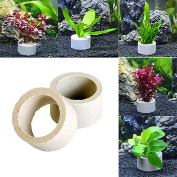 

Aquarium decoration Ceramic fish tank Plant Fixing Pot Polka Water Plants potted planting cylinder cup aquarium accessories