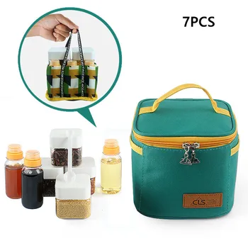 

7Pcs 115/180ml Outdoor Barbecue Seasoning Box Camping Spice Bottle Set with Measuring Spoon