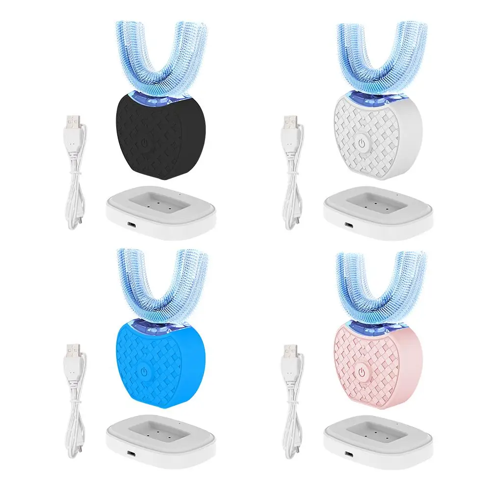 

Automatic Electric Toothbrush U Type Silicone Toothbrush Set with Foam Toothpaste and Charging Cable for Adults