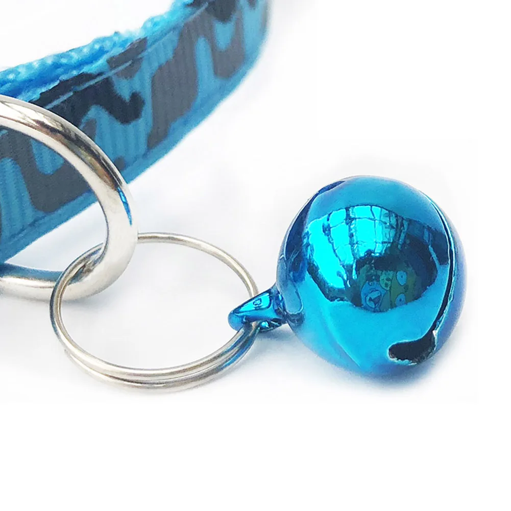 Cat Dog Collar With Bell Camo Camouflage Printed Neck Strap Polyester Adjustable Puppy Animal Dog Leash Safety Dog Supplies