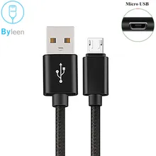 Byleen 1m/2m/3m Braided Micro USB Cable Data Sync USB Charger Cable For Samsung S7 edge HTC Huawei Xiaomi Android Phone Cables