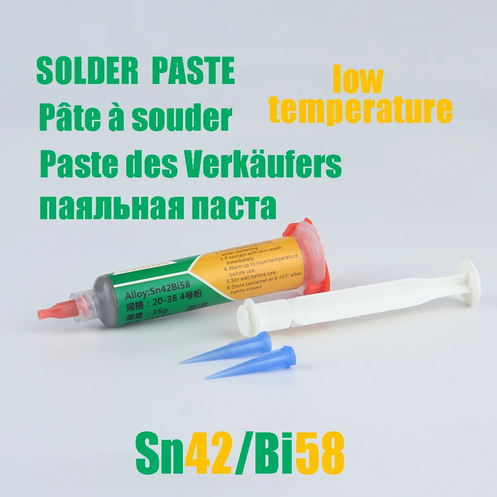 Needle-tube Type Lead-free Low Temperature Solder Paste Sn42Bi58 Melting Point 138℃ Patch Repair Low Temperature Solder Paste Welding Wires