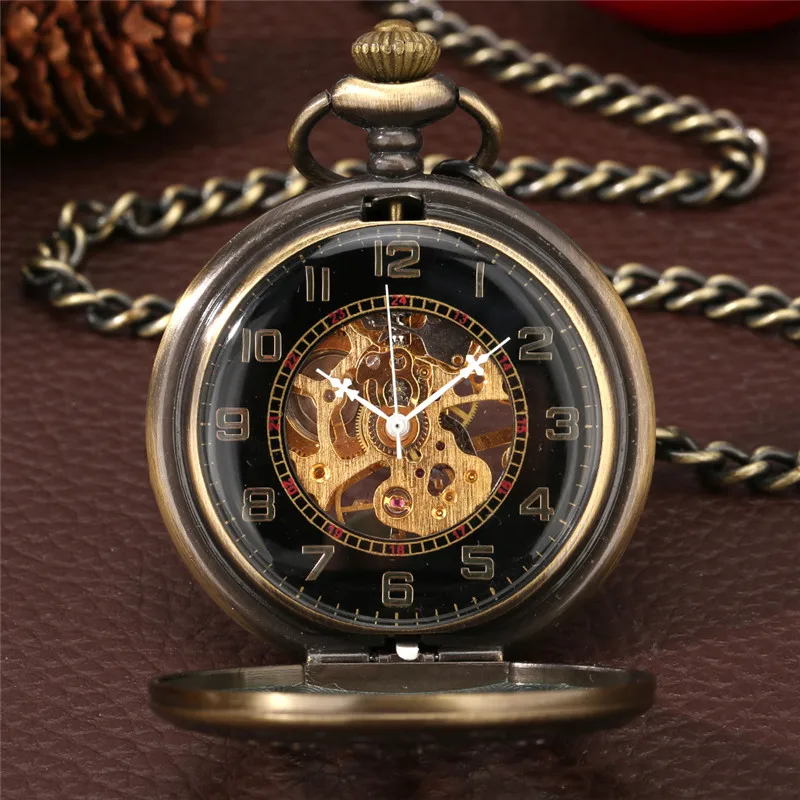 Bronze Vintage Hollow Chinese Knot Mens Womens Mechanical Hand Wind Pocket Watch Steampunk Pendant Fob Chain Clock Gifts Reloj