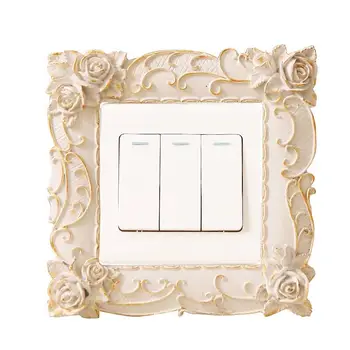 

Resin Power Switch Frame Decoration Switch Sticker European Protective Case Modern Ballot Style Wall Outlet Frame Flower Carving