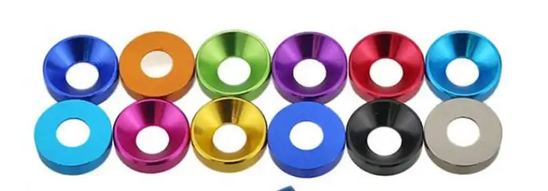 20pcs M2 M3 M4 M5 M6 Aluminum Colourful Anodized Countersunk Head Bolt Washers Gasket Red/Grey/deep Blue/Black/purple - Image 2
