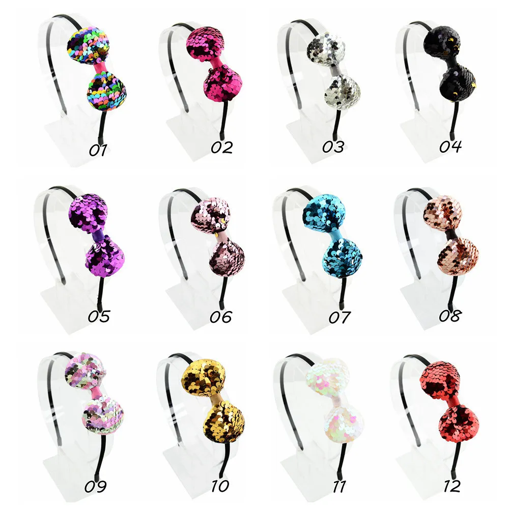 

Yiwu Accessories AliExpress Europe And America Popular Flipping Sequin Children Rabbit Eared Bow Hair Bands Head Buckle 915