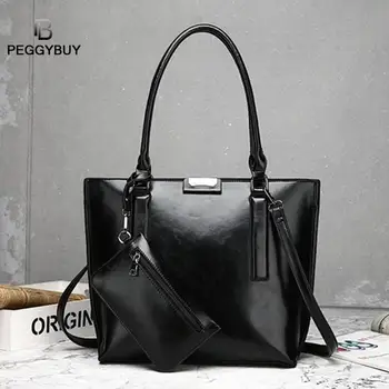 

2pcs/set Shoulder Handbags Clutch Women Crossbody Bags Solid Color Design Card Holder Totes Clutch Leather Women Crossbody Bags