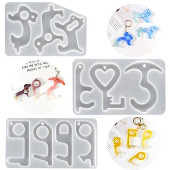 

Silicone DIY Mould Resin Epoxy Non-contact Keychain Elevator Button Pressed Door Opener Mold Soap Craft Making Tool