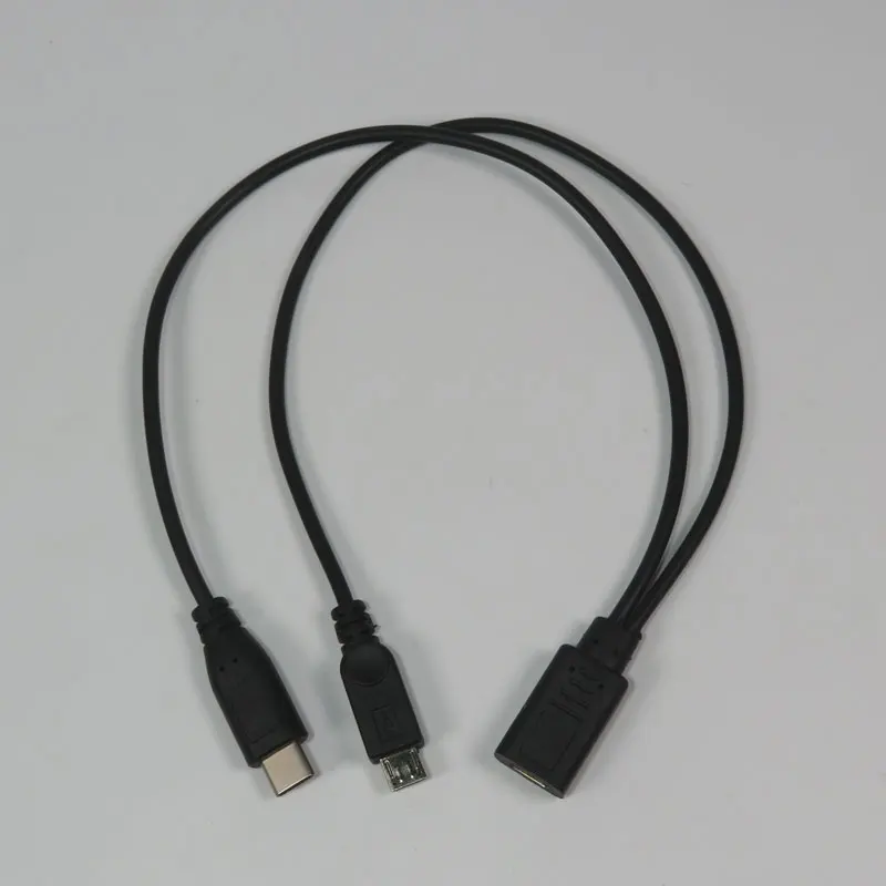 WAKEWO Тип-C Женский к micro-USB Тип c male 2 в 1 взаимный обмен данными между компьютером и периферийными устройствами Кабель-адаптер с двумя мощность кабель для зарядного устройства