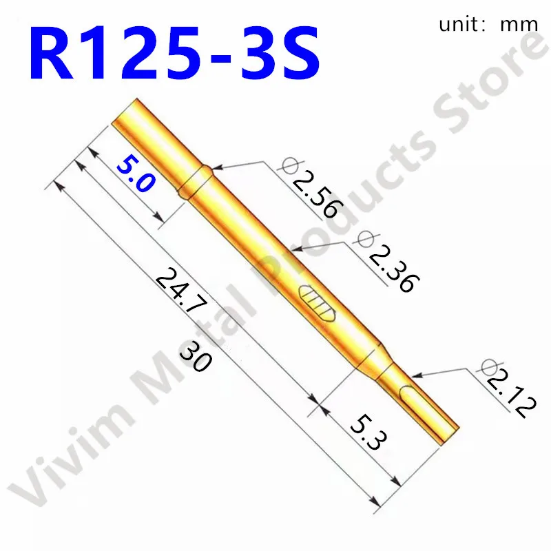 100PCS R125-3S Test Pin P125-B Receptacle Brass Tube Needle Sleeve Seat Solder Connect Probe Sleeve 30mm Outer Dia 2.36mm