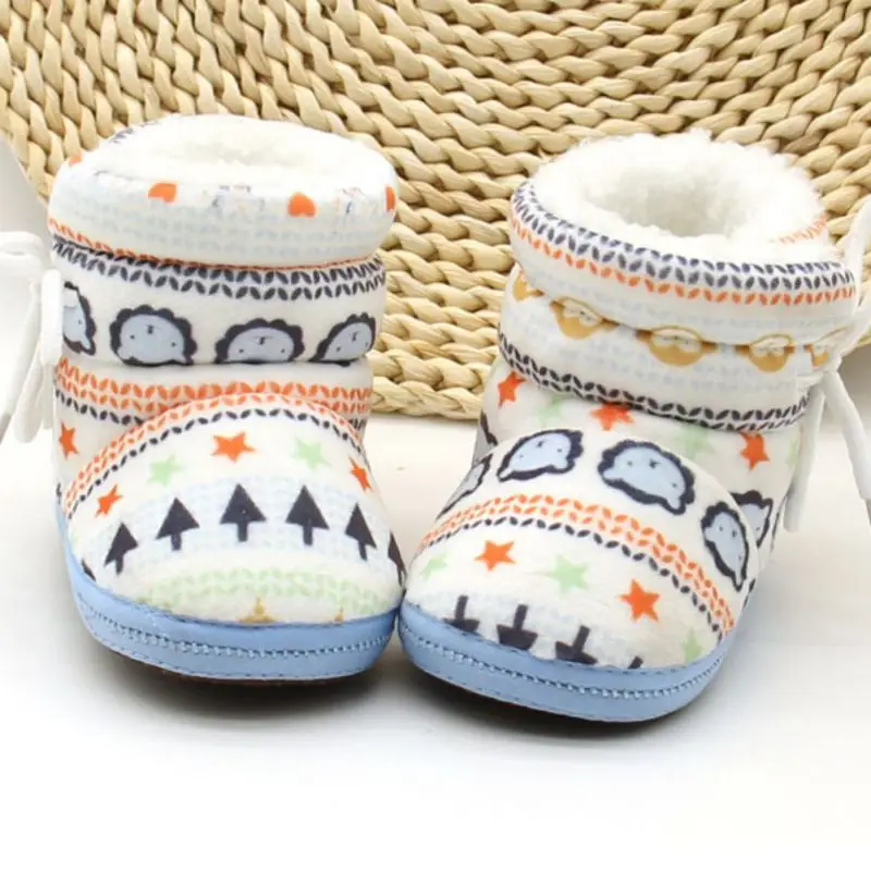 Осенне-зимние теплые флисовые сапоги для маленьких мальчиков и девочек милые Нескользящие удобные ботиночки высокого качества в стиле пэчворк для детей 0-18 месяцев
