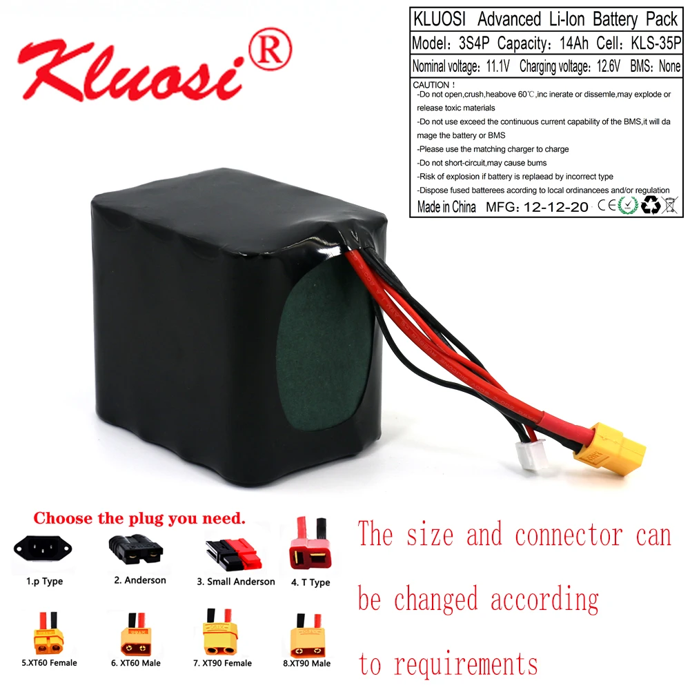 KLUOSI 3S4P 12V 14Ah высокое Ёмкость Бла (беспилотный летательный аппарат Перезаряжаемые