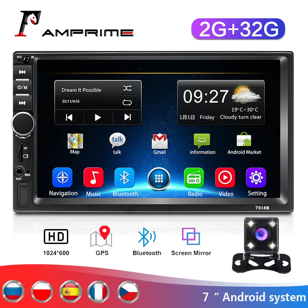 Автомагнитола AMPrime 7018B универсальный мультимедийный видеоплеер на Android с 7