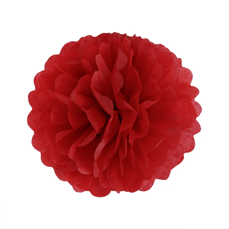Red WEIGAO 5 шт. 10/20/30 см ткани Бумага Pom Poms День рождения фон Бумага помпонами цветы Свадебные украшения Baby Shower Декор - Цвет: Red