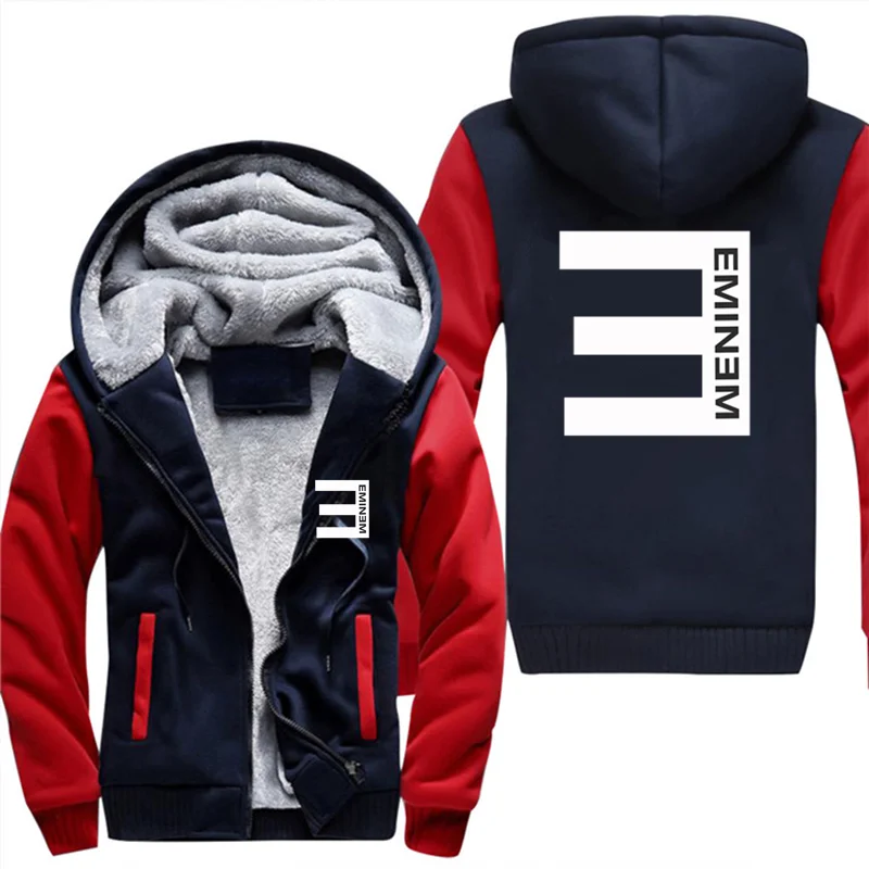 Новые толстовки Eminem, теплые куртки для мужчин, пальто в стиле хип-хоп, модные мужские толстовки с капюшоном на молнии в полоску, дропшиппинг размера плюс