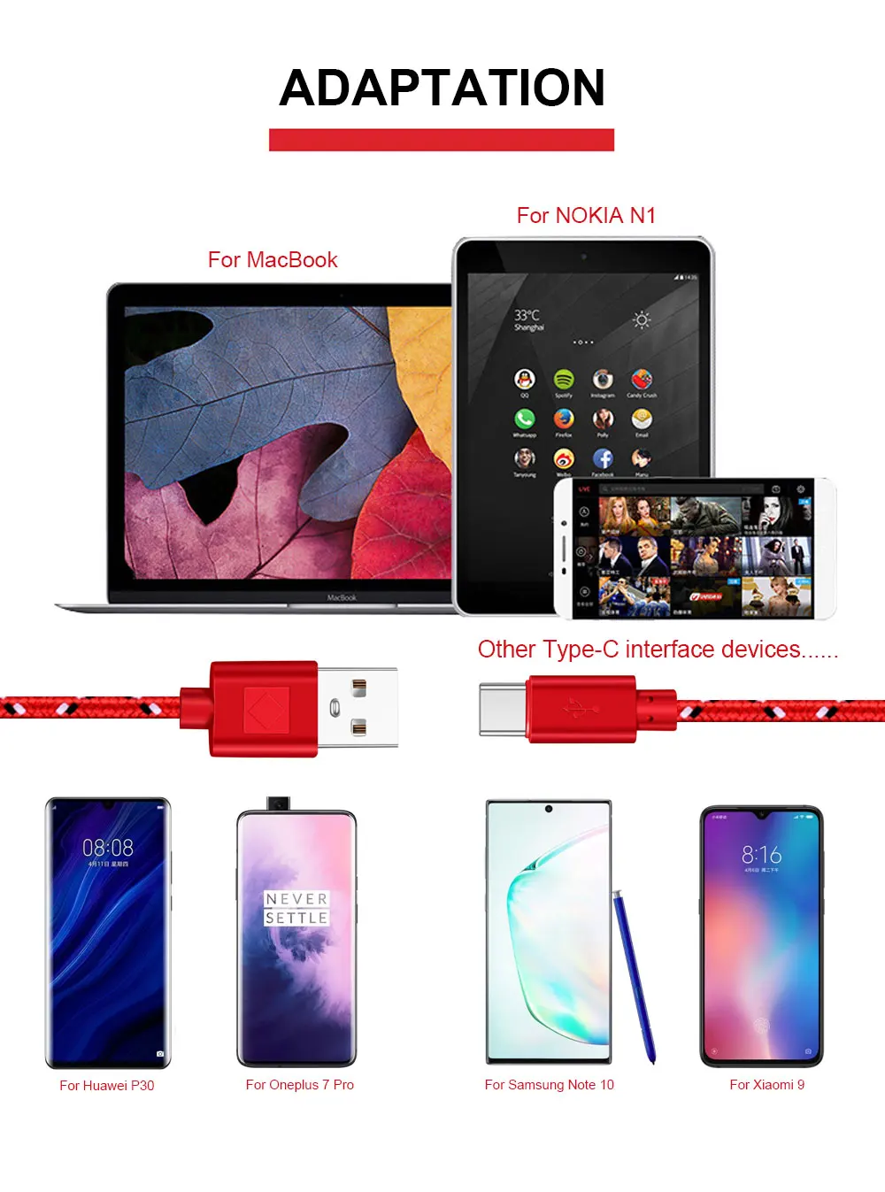 Кабель usb type-C с нейлоновой оплеткой 1 м 2 м 3M кабель USB C для быстрой зарядки и синхронизации данных для samsung S9 S10 S8 huawei Xiaomi Mi 9 UsbC type-c