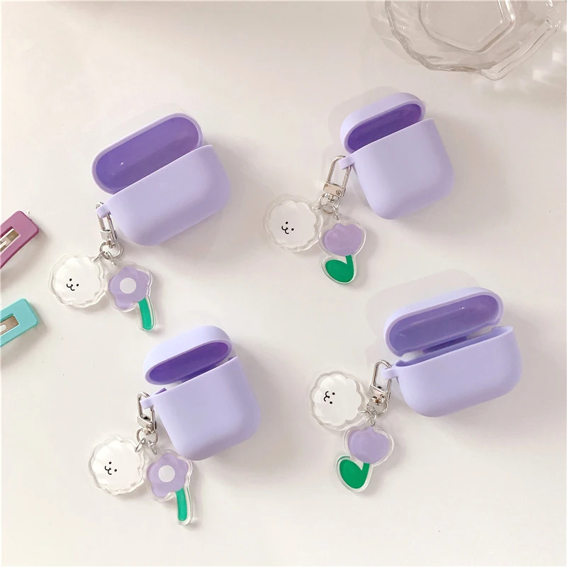 Cute Halloween Airpods Pro Case With Keychain Purple Candy 