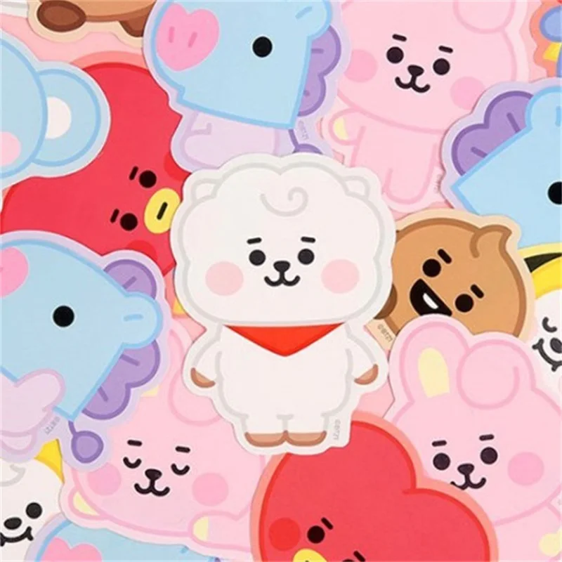 New Cute Cartoon Kpop Sticker Mobile Phone Laptop Decorative Stickers Diary Sticker Scrapbook Decoration Kids Stationery Gift afbeelding