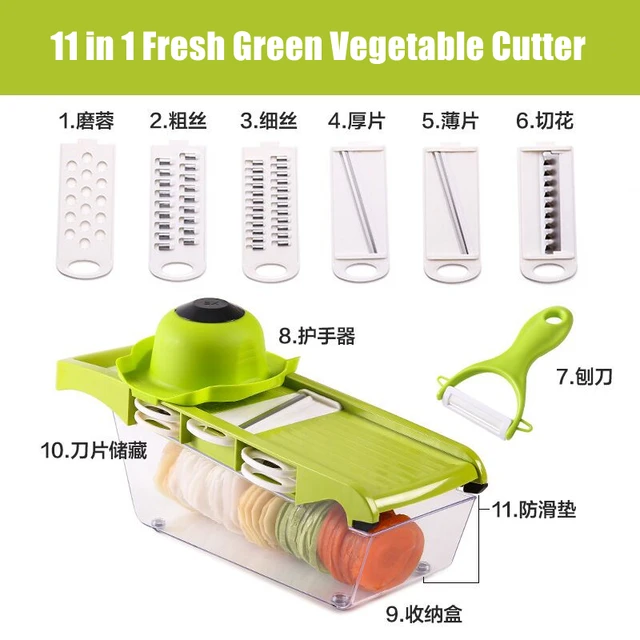 Vegetable Cutter Grater for Vegetables Slicers Shredders Multi Slicer Peeler Carrot Fruit 6 In 1 Gadgets Vegetable Cutting Tools Light Green