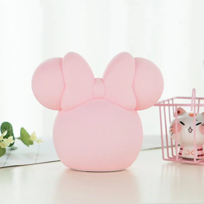 Tiro de Uma Variável de Carregamento Luzes do Silicone Quarto para Crianças Luz da Noite dos Desenhos Mickey Animados Portátil Tomar um Cor Macio Presentes Usb 8 Luzes noturnas