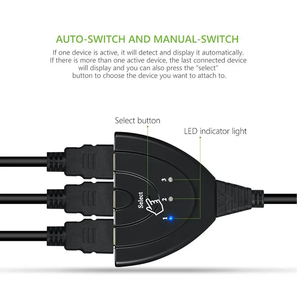 Мини 3-портовый сплиттер hdmi-кабель, адаптер 1.4b 4K* 2K 1080P Коммутатор HDMI 3 в 1 выход порт концентратор для HDTV Xbox PS3 PS4