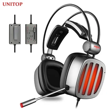 

UNITOP Xiberia S21Pro USB7.1Sound Gaming Headphones Music Headset for PC Computers Game Bass Stereo Wired Earphones with Mic