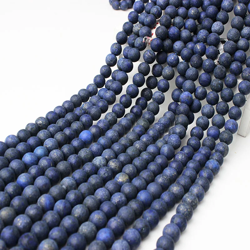 LanLi натуральные ювелирные изделия синий матовый Лазурит Камень свободные бусины 6 8 10 12 мм подходит для DIY мужчин и женщин браслет ожерелье