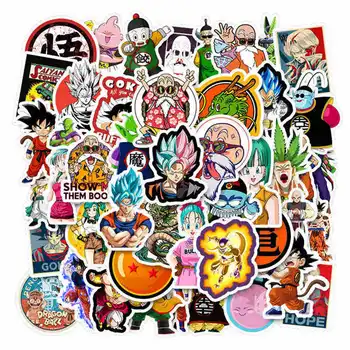 

New 50Pcs Japanese Animation Dragon Ball Sticker Super Saiyan Goku For Skateboard Guitar DIY Home Decoration Luggage Laptop