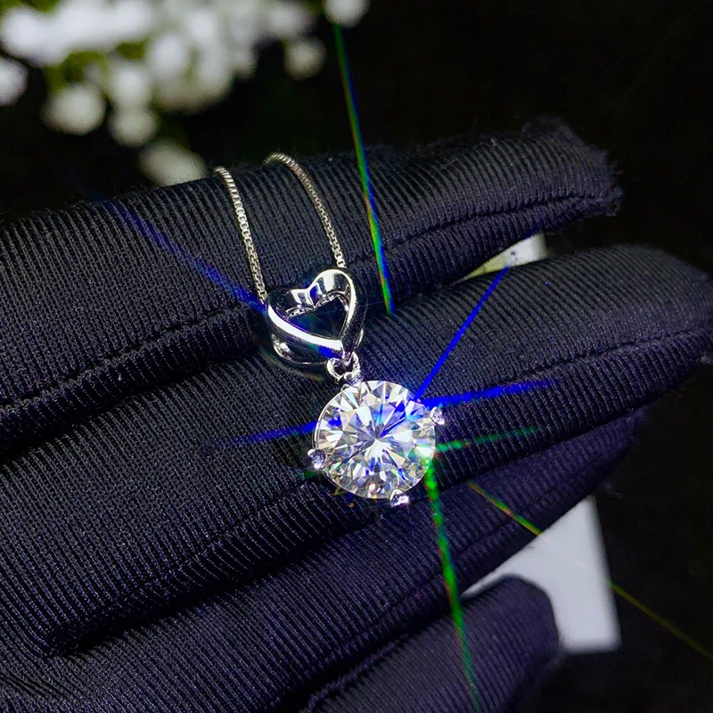 BOEYCJR 925 серебро 0.5ct/1ct/2ct/3ct F цвет Moissanite VVS помолвка Свадебная подвеска, ожерелье для женщин Подарок на годовщину