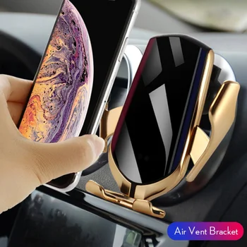 

Wireless Car Charger Qi Fast Charging Infrared Sensor Automatic Clamping with Wireless Charging Receiver Car Phone Holder Stand