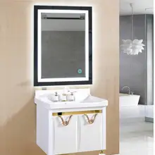 2 Sizes LED Lighted Bathroom Vanity Wall Mirror Touch Cosmetic Beauty Makeup Mirror Home Bathroom Light Fixture Decoration HWC