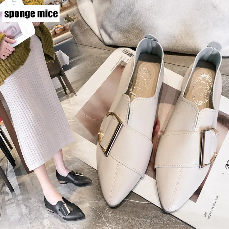 

Pointed single shoes new low heel flat social peas shoes women Casual comfortable BONTONI flat shoes loafers oxford shoes V39