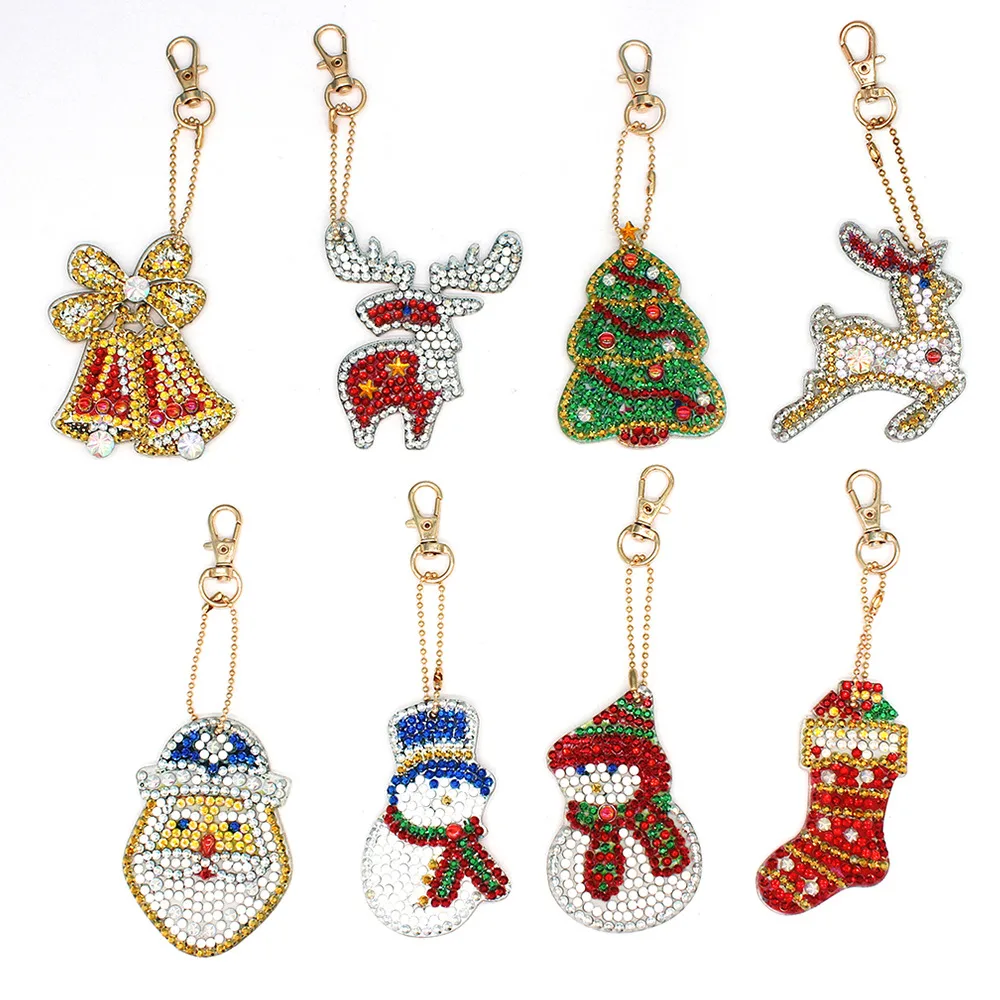 

HUACAN Christmas Diamond Painting Keychain Diamond Embroidery Sale Keyring Bag Decorations Cartoon Handmake Gifts