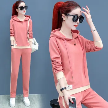 

Spring Women Sportswear Tracksuit Long Sleeve Loose Hoodie Sweatshirt+pant Running Jogger Fitness Casual Outfit Set Sport Suit