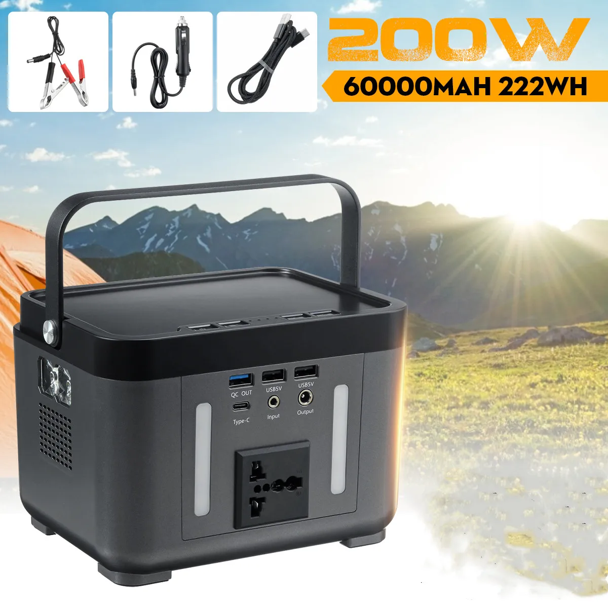 200W Lithium Battery 222Wh Solar Power Storage Generator Inverter 60000mah AC 110V 3USB Pure Sinewave for Outdoor Power Supply|Alternative Energy Generators| - AliExpress