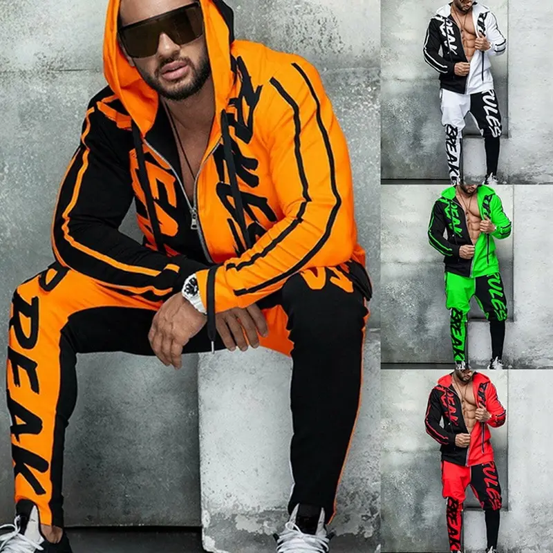 

Mens Matching Set Two Piece Set Men Sweatsuit Casual Autumn Hoodies Sportswear Sweatshirt + Pants Sets Letter Printed Tracksuit