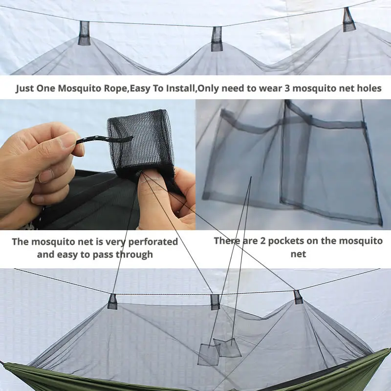Outdoor Camping Hammock Hanging-Bed Parachute Fabric Mosquito-Net Sleeping-Swing 1-2-Person Camouflage Pattern outdoor furniture black