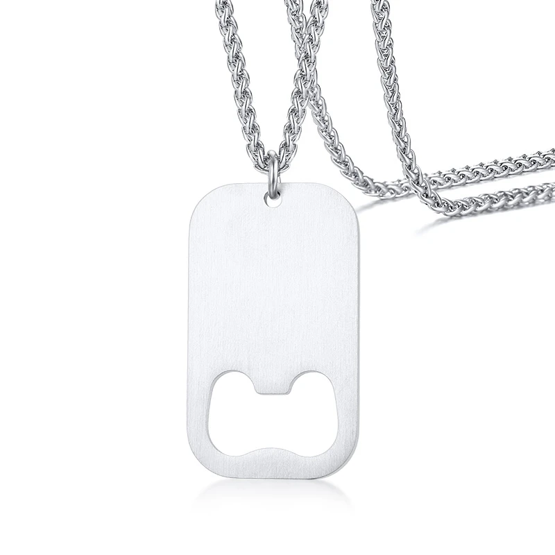 Bottle Opener Dog Tag Necklace for Men and Women SSN142 Personalized Stainless Steel Dog Tag Necklace Kriskate & Co 