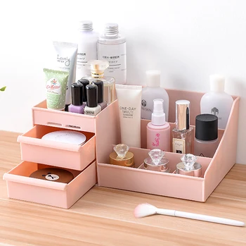 

Plastic Cosmetic Drawer Makeup Organizer Jewelry Case Makeup Storage Box Desktop Sundry Nail Casket Holder Home Storage