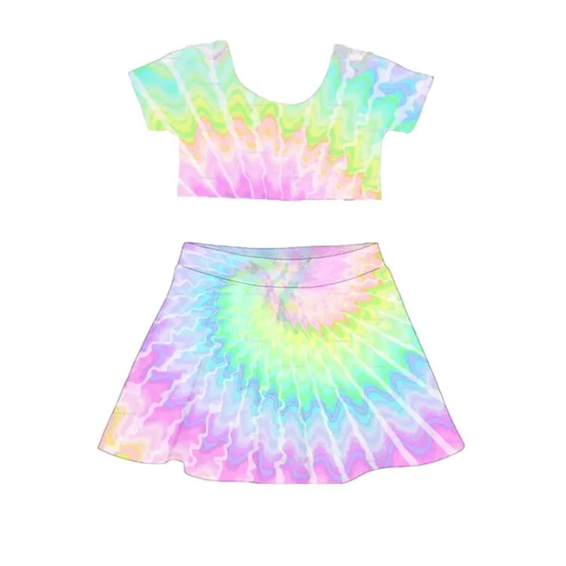 

FPZIPE 2020 Europe and the United States Summer New Baby Girl Clothes Cotton Short-sleeved Print Girl Suit Set Crop Top+Skirts