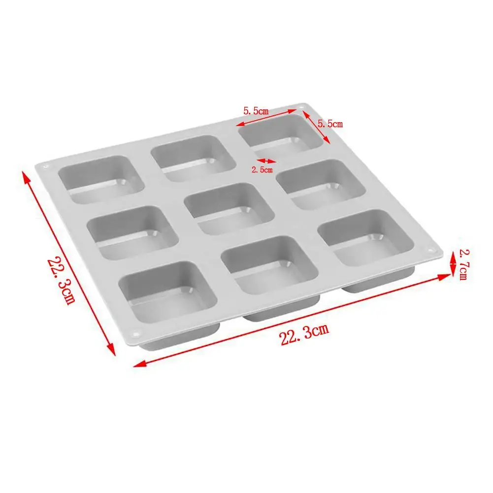 사각형 실리콘 비누 몰드, DIY 비누 만들기용 수제 비누, 초콜릿 케이크 몰드, 주방 다이닝 및 바 용품, 9 그리드