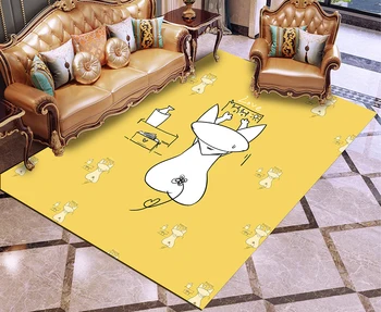 

Cartoon White Cat Yellow Rug Carpets For Living Room Bedroom Decor Anti-Slip Floor Mat Kids Boys Girls Teens Gifts Carpets